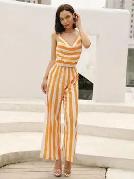 2020 Hot style us and American women's wear suspenders with backless sexy striped jumpsuit holiday trousers
2020 Hot style us and American women's wear suspenders with backless sexy striped jumpsuit holiday trousers