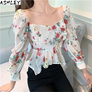 Neck Women Square Crowd Irregular Ruffle Stretch High Waist Chiffon Shirt Lady Long Sleeve Print Elegant Blouse Tops
Neck Women Square Crowd Irregular Ruffle Stretch High Waist Chiffon Shirt Lady Long Sleeve Print Elegant Blouse Tops
