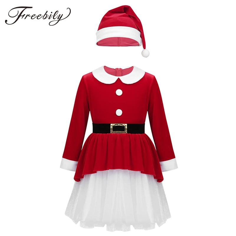 Детский костюм Санта-Клауса для девочек одежда косплея на Рождество мягкий
