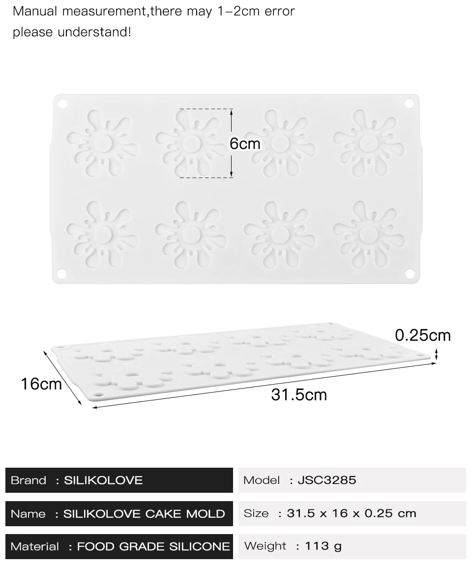 Description Picture 6 of itemSILIKOLOVE Flower Shape Chocolate Mold Silicone Mold for Cake Decorating French Dessert Decorating Mould DIY Baking Tools