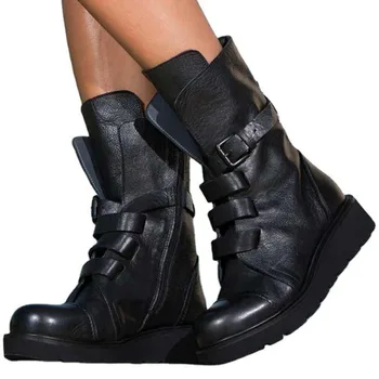 Cool Female Buckle INS Motorcycle Boots Wedges Casual Cool Mid Calf Women Boots Designer Brand Autumn Winter Shoes Woman
Cool Female Buckle INS Motorcycle Boots Wedges Casual Cool Mid Calf Women Boots Designer Brand Autumn Winter Shoes Woman
