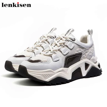 Lenkisen Internet star thick bottom lace up white sneaker cow leather round toe high street fashion autumn vulcanized shoes L31
Lenkisen Internet star thick bottom lace up white sneaker cow leather round toe high street fashion autumn vulcanized shoes L31