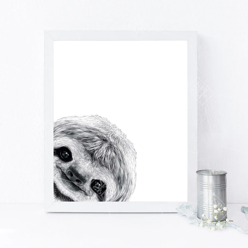 CUTE-PEEKABOO-SLOTH-Wall-Art-Print-and-Poster-Lovely-Curious-Animal-Sloth-Canvas-Painting-Picture-Kids (3)