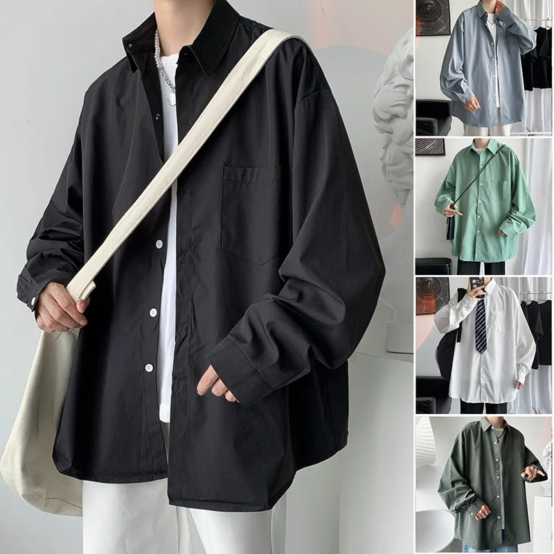 Spring Autumn Long Sleeve Men Shirt Korean Shirts Uniform Oversize Solid Color Harajuku 2022 New Men's Clothing
Spring Autumn Long Sleeve Men Shirt Korean Shirts Uniform Oversize Solid Color Harajuku 2022 New Men's Clothing