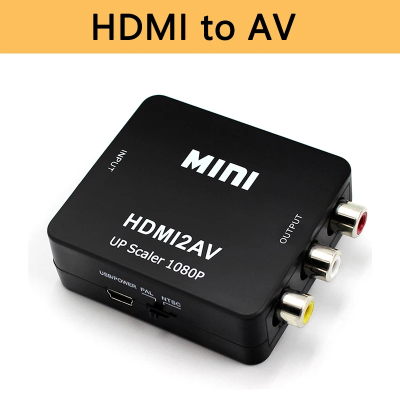 HDMI to 3RCA CVBS Composite Converter HDMI2AV Adapter Support NTSC PAL Output HDMI AV Adapter TV Projector Laptop Black Mini box