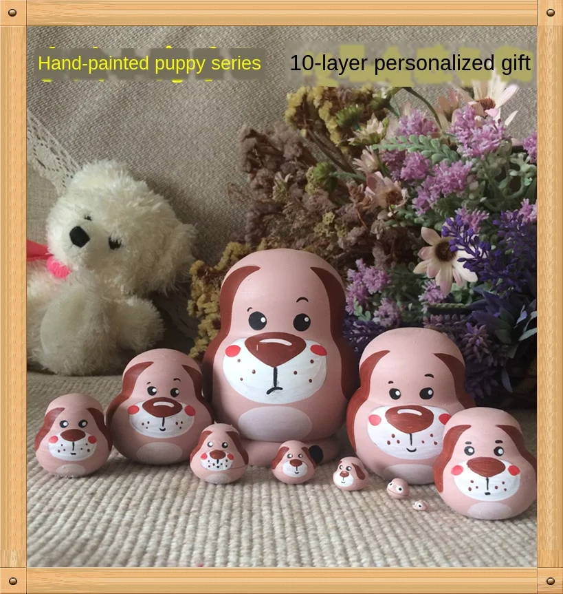 Hand Painted Cute Puppy Shape 10 Layers Basswood Russian Nesting Wooden Matryoshka Dolls Home Decor Russian Nesting Dolls ZL670
Hand Painted Cute Puppy Shape 10 Layers Basswood Russian Nesting Wooden Matryoshka Dolls Home Decor Russian Nesting Dolls ZL670
