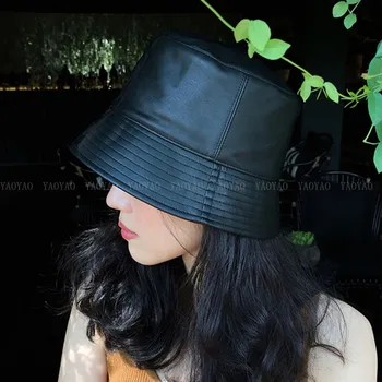 Korean Fashion 2020 Women Genuine Leather Bucket Cap Female Candy Color Fisherman Sun Hat Mujer Streetwear Black Basin Hats
Korean Fashion 2020 Women Genuine Leather Bucket Cap Female Candy Color Fisherman Sun Hat Mujer Streetwear Black Basin Hats