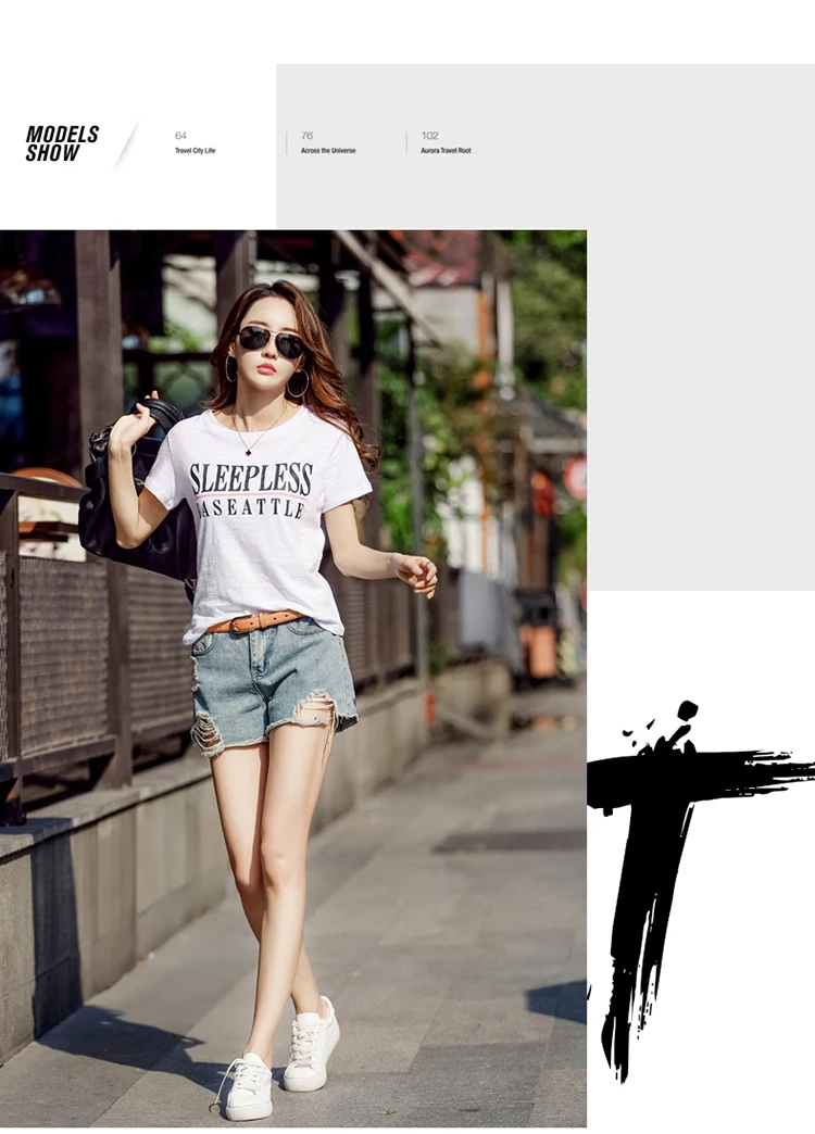 New 95% Cotton letter Women T-shirt Summer Short Sleeve Round Neck Harajuku Printing Tee Women Casual Fashion Female Tops