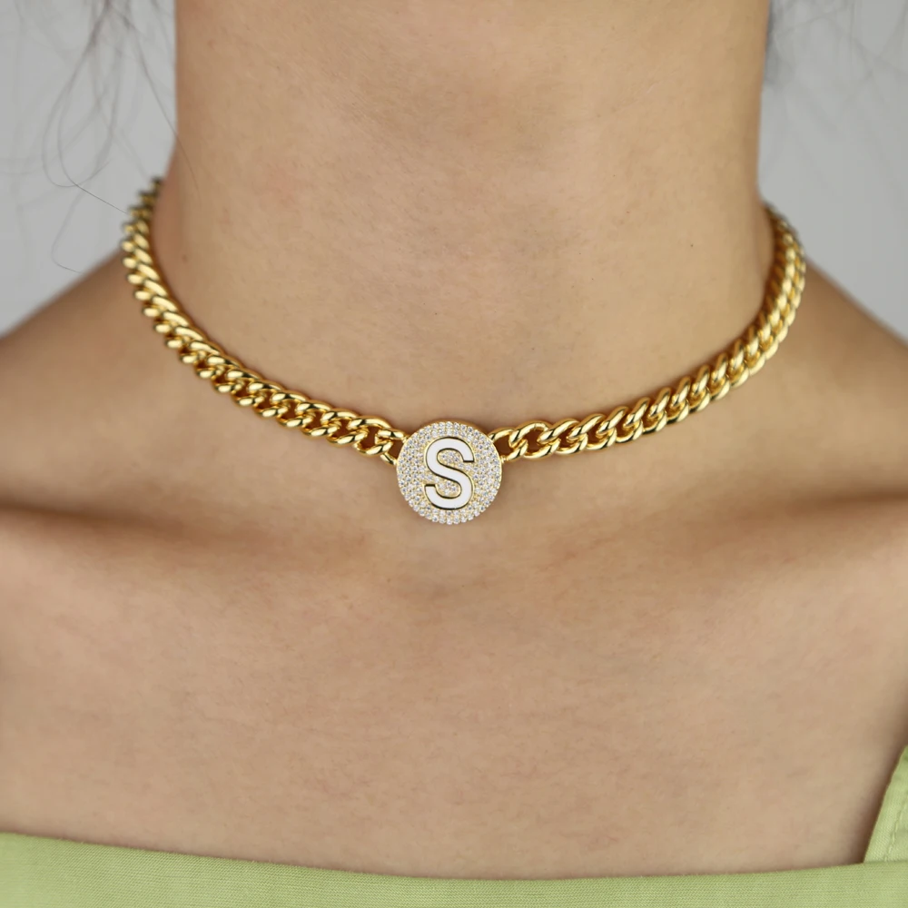 Hip hop Iced out cz round Heart with Letter S engraved coin pendant necklaces for women charm Miami Cuban chain choker jewelry
Hip hop Iced out cz round Heart with Letter S engraved coin pendant necklaces for women charm Miami Cuban chain choker jewelry