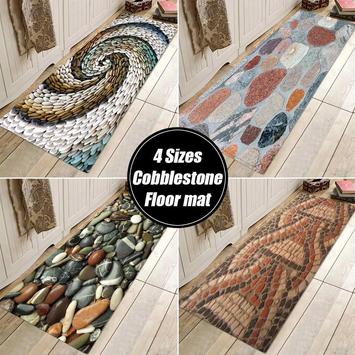 

Non-slip Cobblestone Stone Pattern Door Floor Mat Indoor Antislip Hallway Doormat Kitchen Long Carpet Rug For Bedroom Corridor