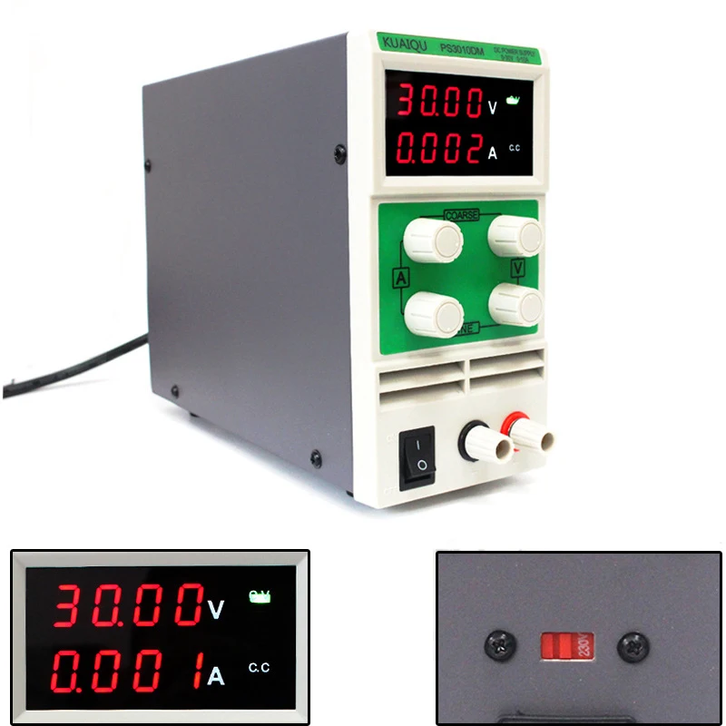 KUAIQU mini PS3010DM DC Power Supply Switching laboratory Digital Variable Adjustable 4 four digit 0-30V 0-10A Small volume
KUAIQU mini PS3010DM DC Power Supply Switching laboratory Digital Variable Adjustable 4 four digit 0-30V 0-10A Small volume