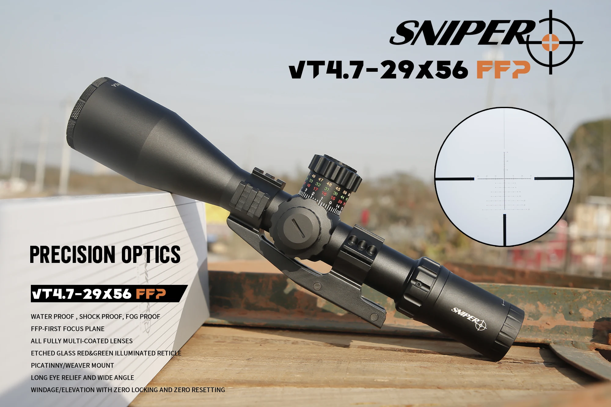 SNIPER VT 4.7-29X56FFP Sight Rifle Scope Tactical Riflescopes Scope PCP For Hunting Rilfe Air Gun Reticle Red Dot
SNIPER VT 4.7-29X56FFP Sight Rifle Scope Tactical Riflescopes Scope PCP For Hunting Rilfe Air Gun Reticle Red Dot