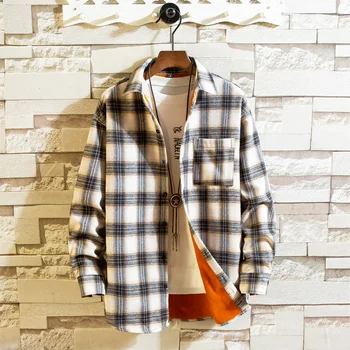 Winter Increase Fattening Plaid Plush Shirt Men's Loose Long Sleeve Warm Thick Fleece Lining Casual Flannel Shirt Plus Size M-5X 
Winter Increase Fattening Plaid Plush Shirt Men's Loose Long Sleeve Warm Thick Fleece Lining Casual Flannel Shirt Plus Size M-5X