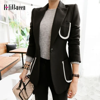 2019 Runway Vintage Women's Suit 2 Pieces Set Autumn Elegant Single Button Notched Bussines Suits Ladies Black Blazer Pant Suits
2019 Runway Vintage Women's Suit 2 Pieces Set Autumn Elegant Single Button Notched Bussines Suits Ladies Black Blazer Pant Suits
