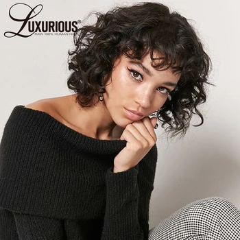 Curly Human Hair Wigs For Women Brazilian Remy Human Hair Machine Made Cap 6inch Natural Color Short Bob Cut Wigs With Bangs 
Curly Human Hair Wigs For Women Brazilian Remy Human Hair Machine Made Cap 6inch Natural Color Short Bob Cut Wigs With Bangs