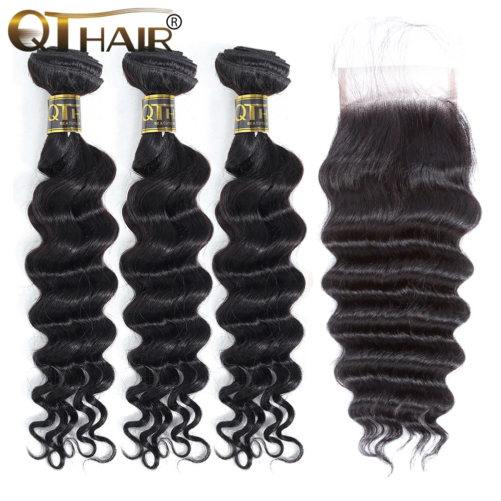QT Hair Loose Deep Bundles With Closure Remy Human Hair Wave 3/4 Bundles With Closure Malaysian Hair Weave Bundles With Closure
QT Hair Loose Deep Bundles With Closure Remy Human Hair Wave 3/4 Bundles With Closure Malaysian Hair Weave Bundles With Closure