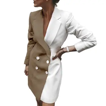 Women Color Block Button Mid-Length Long Sleeve Blazer Coat Dress Business Suit Suitable for party evening work work
Women Color Block Button Mid-Length Long Sleeve Blazer Coat Dress Business Suit Suitable for party evening work work