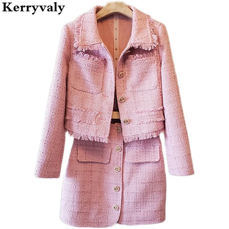 High-end Autumn Small Fragrance French Long Sleeve Pink Jacket + Short Mini Skirt Suit Two Piece Outfits for Women K10053
High-end Autumn Small Fragrance French Long Sleeve Pink Jacket + Short Mini Skirt Suit Two Piece Outfits for Women K10053