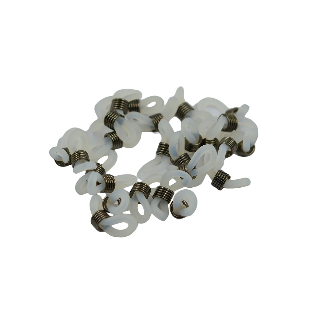 25pcs Silver Metal Coil Chain Eyeglass Cream Rubber End Loop Strap Holder 25pcs Silver Metal Coil Chain Eyeglass Cream Rubber End Loop Strap Holder