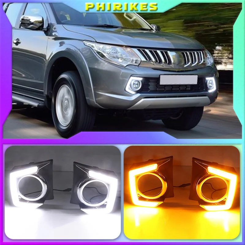 

2Pcs Car LED Daytime Running Light DRL Lamp For Mitsubishi Triton L200 2015 2016 2017 2018 Dimming Function Fog lamp