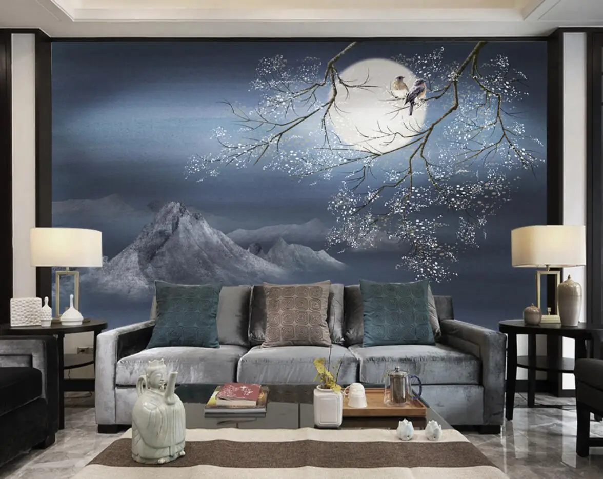 Customized Wallpaper Chinese Blue Night Sky Moon Branch TV Background Wall Painting Home Decoration Flowers Birds 3d wallpaper
Customized Wallpaper Chinese Blue Night Sky Moon Branch TV Background Wall Painting Home Decoration Flowers Birds 3d wallpaper
