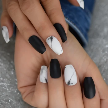 Matte Marble Decorative Fake Nails White Black Mix Designed False Nails Medium Coffin Shape Nail Tips 48pcs/kit
Matte Marble Decorative Fake Nails White Black Mix Designed False Nails Medium Coffin Shape Nail Tips 48pcs/kit