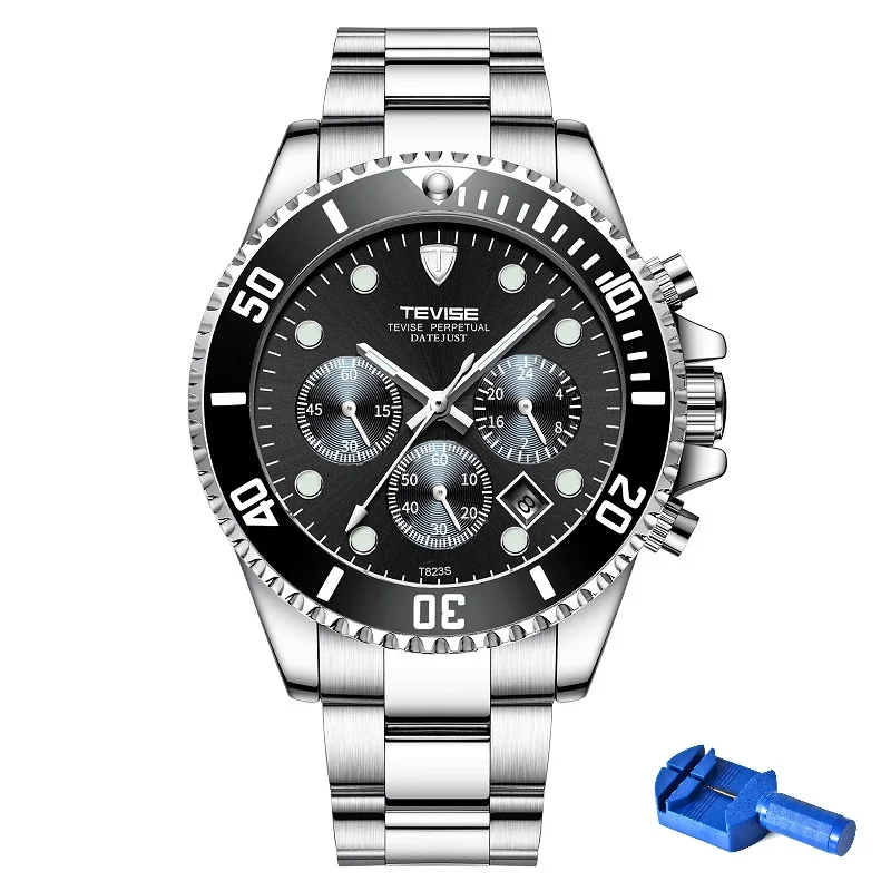 Quartz Wristwatches TEVISE Men Watch T823S Week Date Luminous Wristwatch Mens Rotating Ring Clock Male Waterproof With Fix Tool
Quartz Wristwatches TEVISE Men Watch T823S Week Date Luminous Wristwatch Mens Rotating Ring Clock Male Waterproof With Fix Tool
