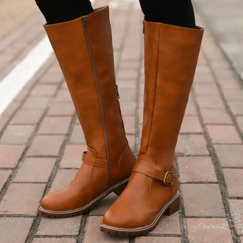 Women's Fashion Metal Buckle Boots Women Leather Mid-calf Boots Woman Zip Round Toe Shoes Female Solid Low Heels Plus Size 43
Women's Fashion Metal Buckle Boots Women Leather Mid-calf Boots Woman Zip Round Toe Shoes Female Solid Low Heels Plus Size 43