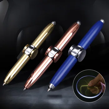Multi-Function Flash Fingertip Gyro Pen with LED light Ballpoint Pen Funny Rotating Spinning Writing Pen Relieve Stress Gyro Pen