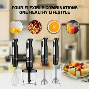 4-in-1 Immersion Hand Stick Blender Mixer Set HE-2026BH Smart Powerful Variable 5 Speed Control 500ml Food Chopper 600ml Beaker
4-in-1 Immersion Hand Stick Blender Mixer Set HE-2026BH Smart Powerful Variable 5 Speed Control 500ml Food Chopper 600ml Beaker