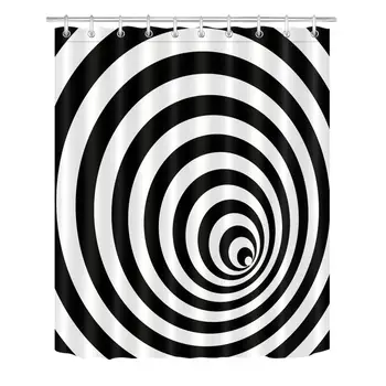 

Black White Horn Vortex Shower Curtain,Funny Magic Dizzy Spell Cheat Eyes Illusion Bathroom Curtains Set with Hooks,Waterproof