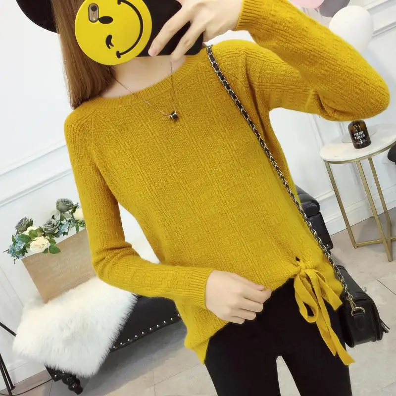 Sweater Woman 2020 New Autumn Long Sleeve O-Neck Casual Loose Knitwear Hem Lace Up Women Pullover Sweater Female Top Femme
Sweater Woman 2020 New Autumn Long Sleeve O-Neck Casual Loose Knitwear Hem Lace Up Women Pullover Sweater Female Top Femme