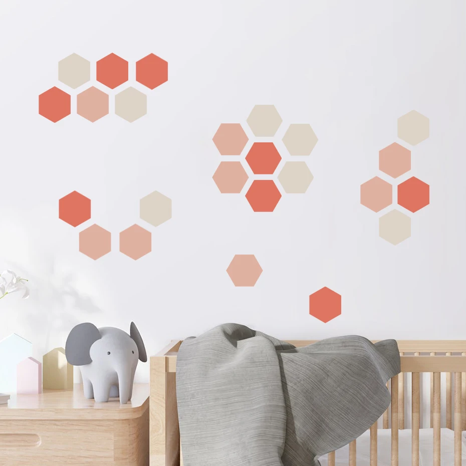 Современные Геометрические шестиугольные настенные Стикеры для детской комнаты