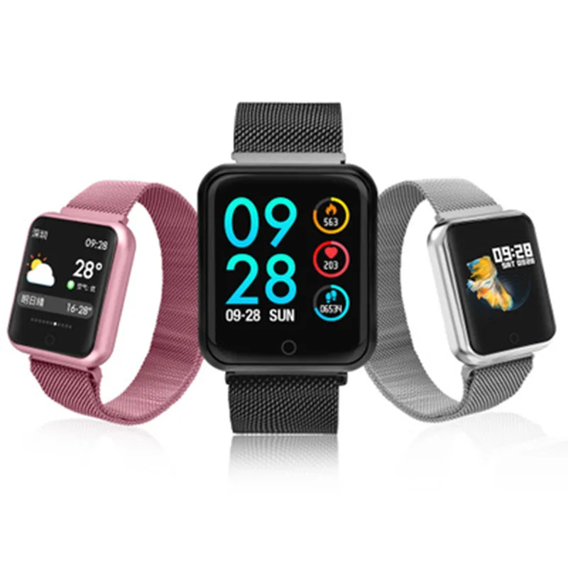 

2019 Hot Selling IP68 Waterproof Step Count Heart Rate Blood Pressure Information Push Calls to Remind P68 Color Screen Smart Br