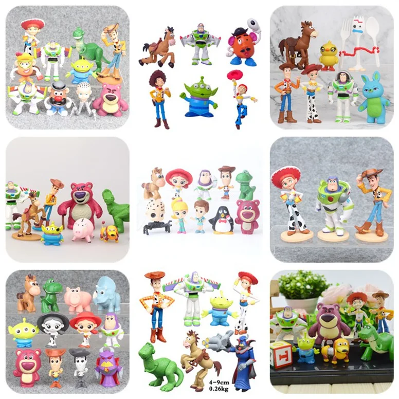 

Movie Toy Story 4 Cartoon Toys Woody Buzz Lightyear Jessie Forky Action Figure collectible Dolls 3pcs/7pcs/8pcs/9pcs/12pcs/17pcs