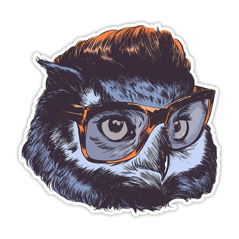 

11362# Various Sizes/Colors Removable Decal OWL in Glasses Car Sticker Waterproof on Bumper Rear Window Laptop