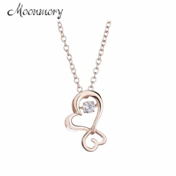 Moonmory 100% Real 925 Sterling Silver Zircon Crystal Double Heart Love Pendant Necklace Rose Gold Color Japanese Women Jewelry 
Moonmory 100% Real 925 Sterling Silver Zircon Crystal Double Heart Love Pendant Necklace Rose Gold Color Japanese Women Jewelry