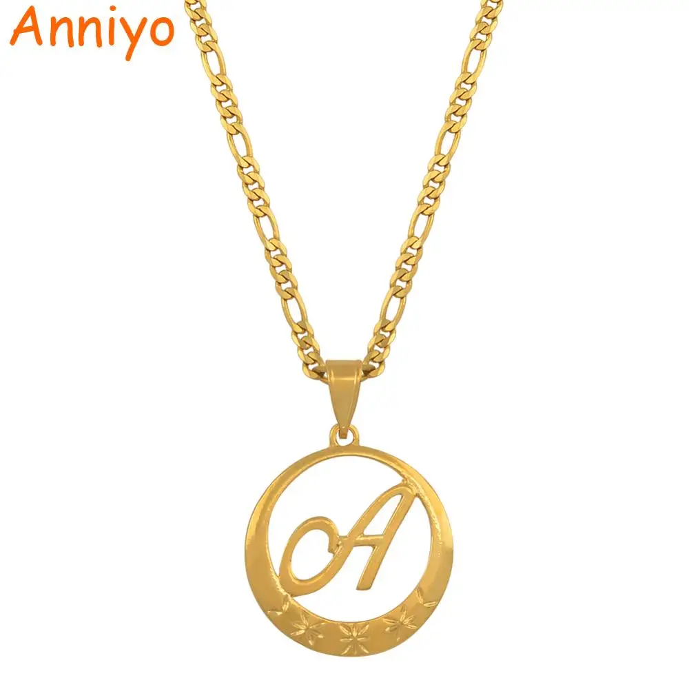 Anniyo A-Z золото Цвет курсивных букв подвески ожерелья для женщин первоначального