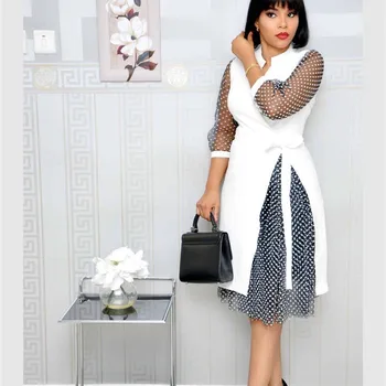 Spring Summer 2020 African Dress Elegant Lace Wave Point Sexy Deep V Stitching Split Chiffon Big Swing Dress Retro Belt Dress
Spring Summer 2020 African Dress Elegant Lace Wave Point Sexy Deep V Stitching Split Chiffon Big Swing Dress Retro Belt Dress