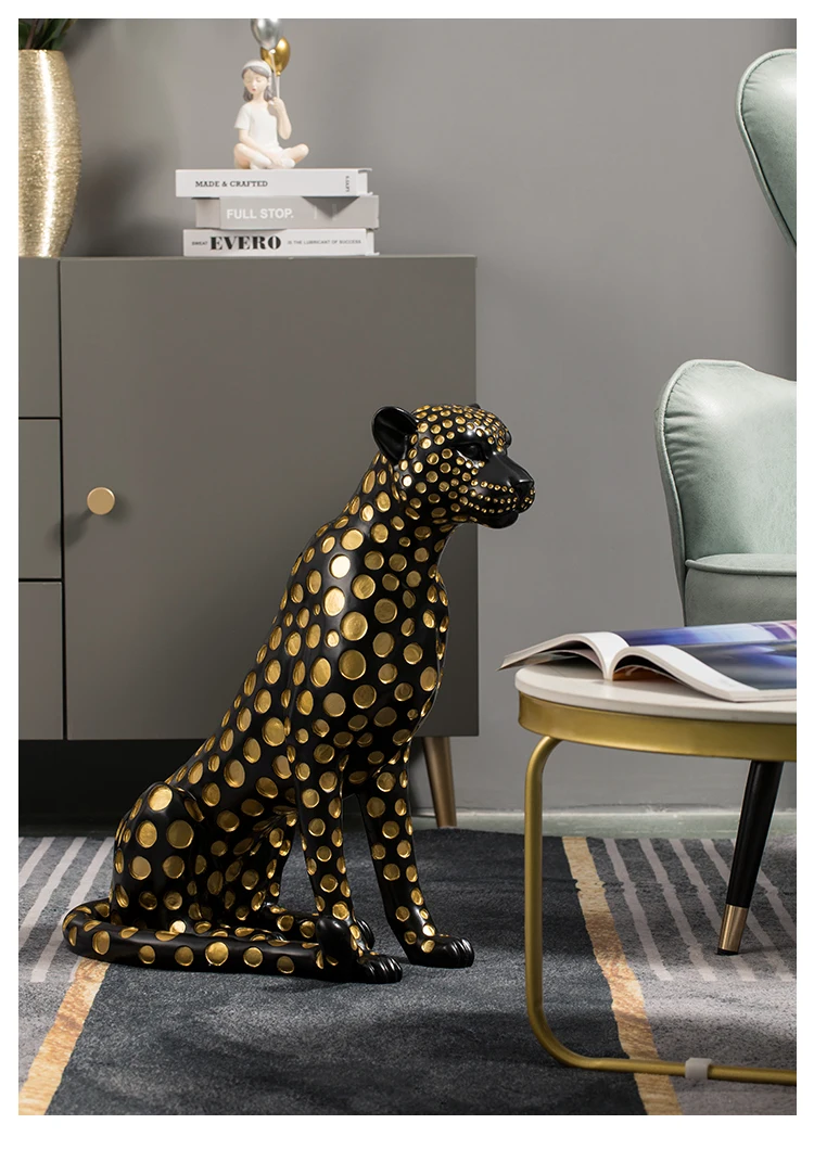 Fortune Leopard Statues Home Decor Resin Interior Figurines Office Living Room Decoration Creative Home Accessories Artwork Gift Fortune Leopard Statues Home Decor Resin Interior Figurines Office Living Room Decoration Creative Home Accessories Artwork Gift