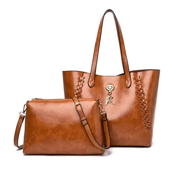 High Quality Fashion 2 Sets Real Oil Soft Leather Large Purse Casual Handbag Women Messenger Shoulder Bag Large Capacity Handbag 
High Quality Fashion 2 Sets Real Oil Soft Leather Large Purse Casual Handbag Women Messenger Shoulder Bag Large Capacity Handbag