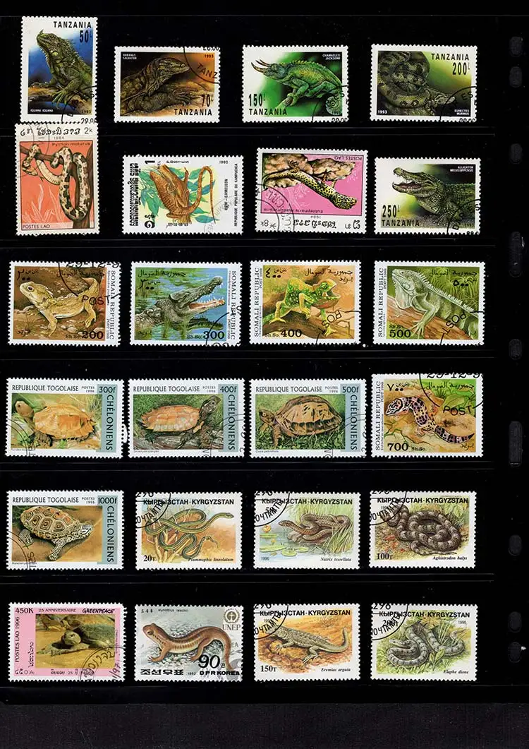 

100Pcs/Lot Reptile Animals Stamp Topic All Different From Many Countries NO Repeat Postage Stamps with Post Mark for Collecting