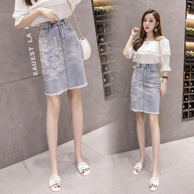 2019 New Style Summer High-waisted Embroidered Short Skirt Slit Flash Slimming A- line Denim Skirt
2019 New Style Summer High-waisted Embroidered Short Skirt Slit Flash Slimming A- line Denim Skirt
