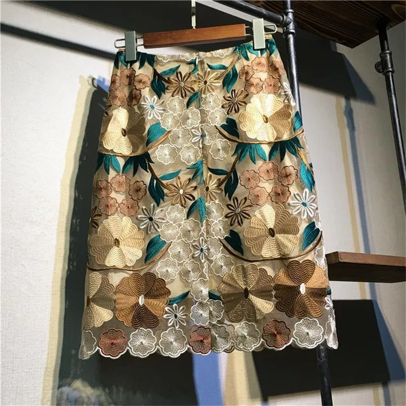 Bodycon Skirt Women Sexy Party Floral Embroidery Lace Pencil Skirt Office Ladies High Waist Knee Length Mesh Skirts Bodycon Skirt Women Sexy Party Floral Embroidery Lace Pencil Skirt Office Ladies High Waist Knee Length Mesh Skirts