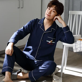 Spring Pyjama Men Set Cotton Autumn Pijama Men Suit Long Sleeve Solid Pajama Man Turn-down Collar Two Piece Pajama Male L-XXXL
Spring Pyjama Men Set Cotton Autumn Pijama Men Suit Long Sleeve Solid Pajama Man Turn-down Collar Two Piece Pajama Male L-XXXL