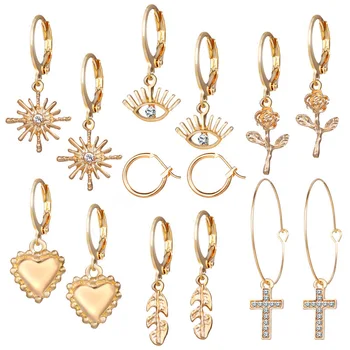 1 Set ( 7 Pairs/Set) Creative Hoop Earrings Gold Silver Color Heart Cross Clear Rhinestone Personality Women Earrings Jewelry
1 Set ( 7 Pairs/Set) Creative Hoop Earrings Gold Silver Color Heart Cross Clear Rhinestone Personality Women Earrings Jewelry