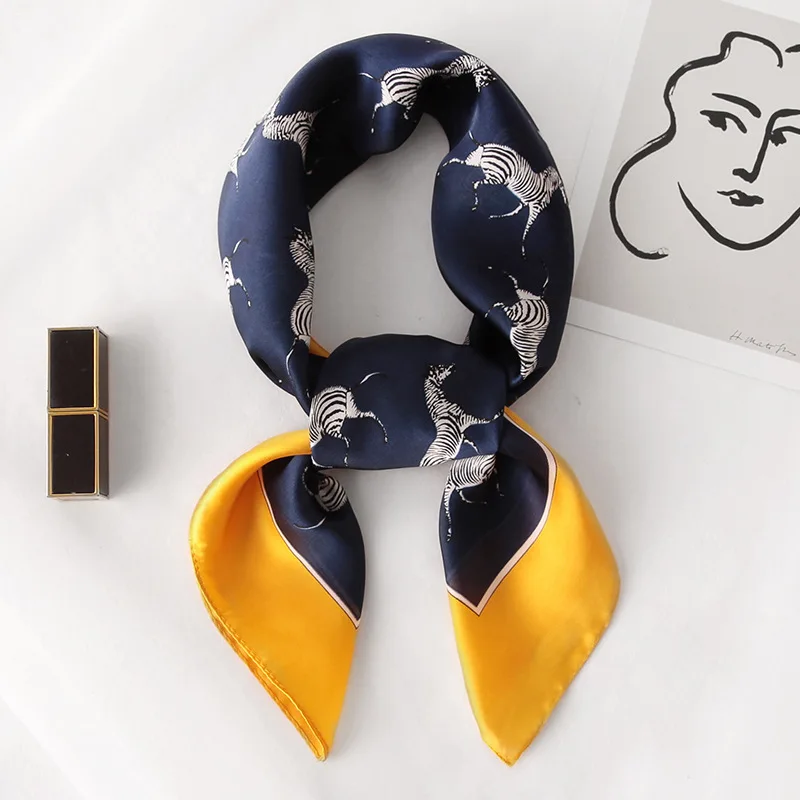 Luxury Silk Plaid Scarf - Soft Satin Neck Tie Hair Band for Women