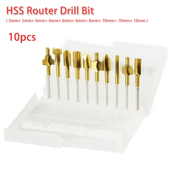 HSS Router Bit 10pcs 3.175mm Shank For Dremel Rotary Tool Set Woodworking Knife Edge Repair Carpenter Drill Bit for Copper/ ABS
HSS Router Bit 10pcs 3.175mm Shank For Dremel Rotary Tool Set Woodworking Knife Edge Repair Carpenter Drill Bit for Copper/ ABS