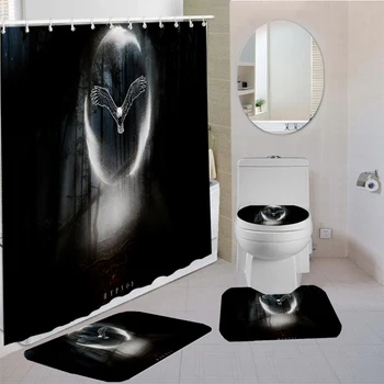 Eagle Printed Shower Curtain Set with Non-slip Rug Toilet Lid Cover U-shaped Mat Bath Mat with Hooks Bathroom Accessory 4 PCS
Eagle Printed Shower Curtain Set with Non-slip Rug Toilet Lid Cover U-shaped Mat Bath Mat with Hooks Bathroom Accessory 4 PCS