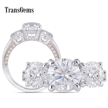 Transgems 14K 585 White And Yellow Gold 2CTW Center 6.5mm GH Color Moissanite 3 Stone Engagement Ring for Women with Accents
Transgems 14K 585 White And Yellow Gold 2CTW Center 6.5mm GH Color Moissanite 3 Stone Engagement Ring for Women with Accents
